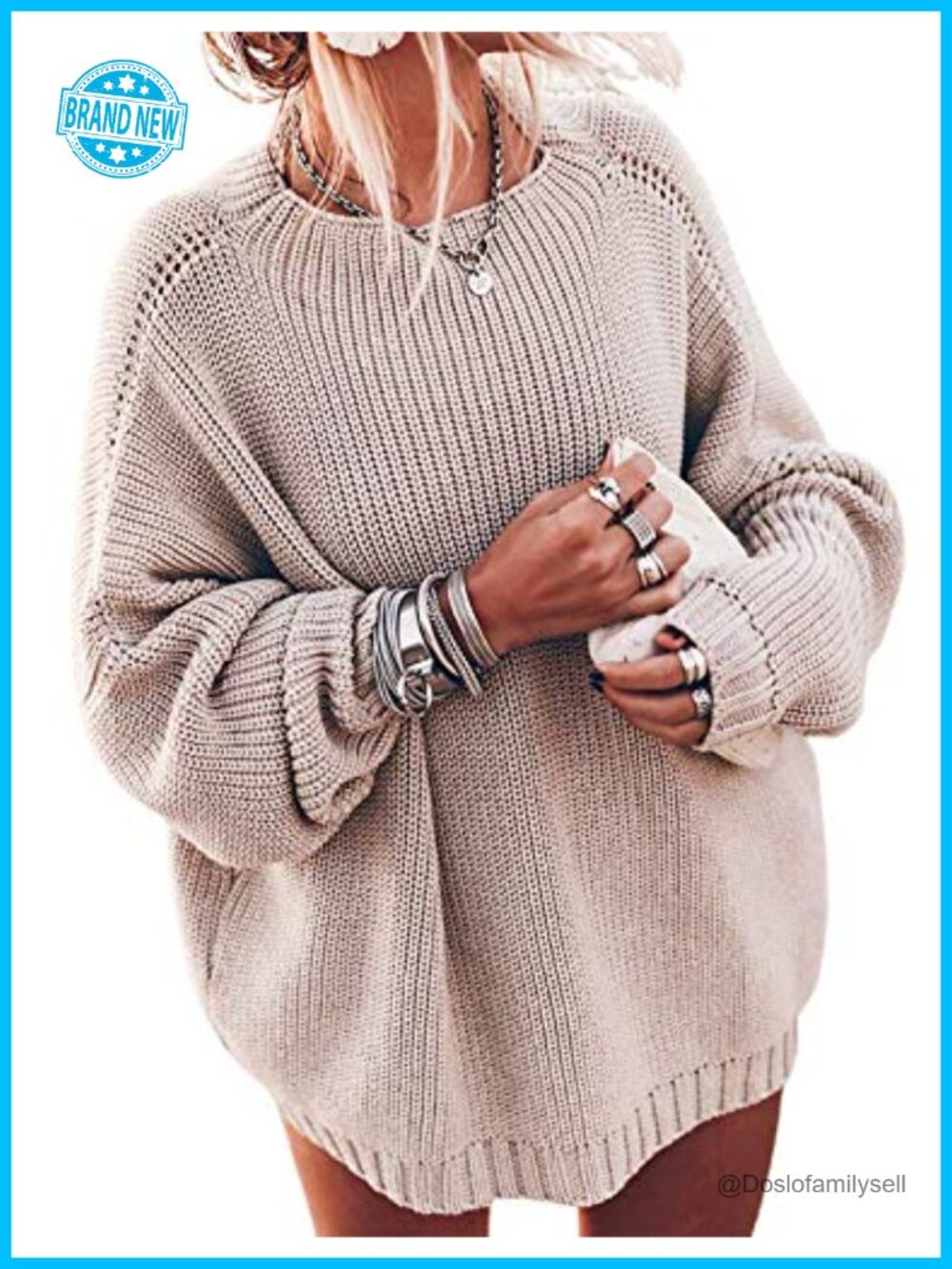 Women's Oversized Chunky Knit Batwing Sleeve Mock Neck Pullover Sweater
